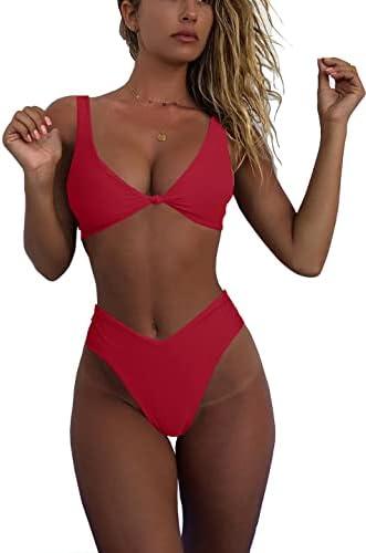 geluboao Bikini Sets for Women Cheeky High Waisted Kont Front Adjustable Two Piece Swimsuit.S
