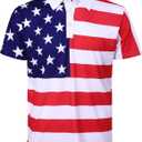 LINOCOUTON Men's American Patriotic Flag Pride Day Golf Polo Short Sleeve Shirt (XX-Large, White)