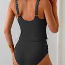 Eomenie Two Piece Tankini Swimsuits for Women Tummy Control Bathing Suits U Back Swim Tank Top with High Waisted Bottom (Black, L)