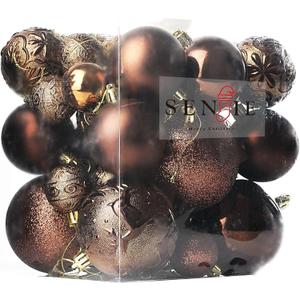 Senjie Brown Shatterproof Christmas Ornaments, 32 Pcs Spherical Balls for Xmas Trees