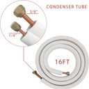 Mini Split Line 1/4" & 3/8" Insulated Copper Aluminum Line Set -16FT Copper Aluminum Pipes(1/4+3/8)