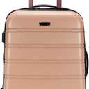 Rockland Melbourne Hardside Expandable Luggage with Spinner Wheels, Rosegold, Checked Large 28"
