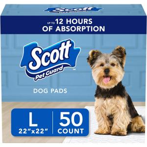 Scott Pet Guard Dog Pads - Size Large - 22" x 22" - 50 Pack of Pet Pads