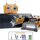 Dwi Dowellin Rc Bulldozer Toys for Boys, Construction Remote Control Bulldozer with Metal bulldozing Shovel Lights/Sounds for Kids Boys
