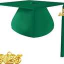 Unisex Adult Matte Graduation Cap with Tassel Year Charm 2025 Pack of 2