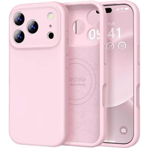 Vooii Magnetic for iPhone 17 Pro Case, Compatible with Magsafe (Premium Liquid Silicone) (Integrated Camera Control Button) Full Body Protective Anti-Scratch Microfiber Lining 6.3", Chalk Pink
