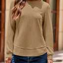 Dokotoo Women's Crew Neck Long Sleeve Shirts Waffle Knit Loose Tops Basic Tees 2026 Casual Comfy Fall Outfits Clothes (M)