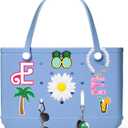 9pcs Bogg Bag Letter Charms Accessories - Insert Letter Accessories Decorative with Beach Tote Handbag, DIY Flowers Beach Pattern Decoration with Bogg Bag for Women Girls