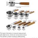 8 pieces Silvery Measuring Cups Set and Measuring Spoons Set with Scale, BRIIEC Wooden Handle Stainless Steel Dry & Liquid Measuring Cup for Cooking Baking