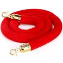 Okllen 4 Pack Red Velvet Stanchion Rope, 5 Feet Crowd Control Ropes Safety Barriers with Polished Gold Hooks for Movie Theater, Queue Barrier, Grand Openings, Hotel Celebration, Carpet Event