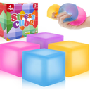 Fidget Toy Stress Cube 4 Pack, Cube Squishies Anxiety Stress Relief with Thick Substance,Fidgets for Classroom,Stress Balls for Adults Kids Children Teens