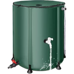 FAMIROSA 50 Gallon / 200L Rain Barrel, Collapsible Rain Barrels to Collect Rainwater from Gutter with Spigots and Overflow, 500D PVC Portable Rain Water Collection Catching System, Water Catcher Tank