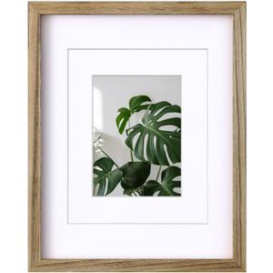 Egofine 11x14 Picture Frame with Plexiglass Made of Solid Wood, Display Pictures 5x7/8x10 with Mat or 11x14 Without Mat for Tabletop and Wall Mounting, Carbonized Brown