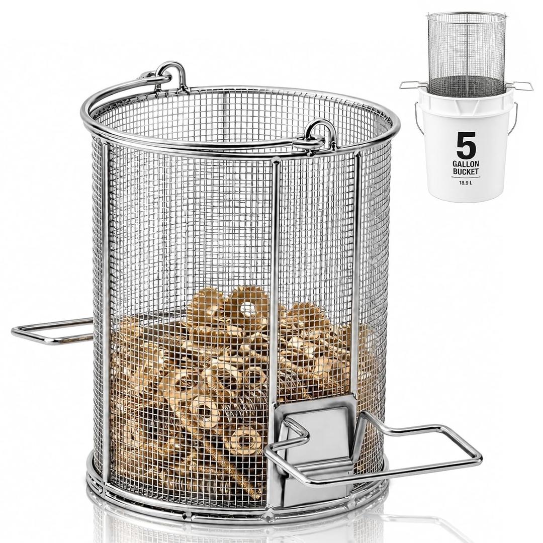 1/8″ Mesh 5 Gallon Stainless Steel Parts Wash Strainer Basket, 1 Pcs