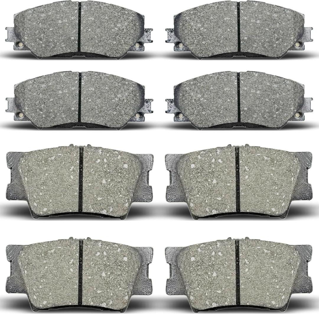 Front Rear Ceramic Brake Pads Fit for 2013-2018 Toyota Rav4 (LE Model only),for 2006-2012 Toyota Rav4 2.4L & 2.5L with 2rd Row seats, for 2010-2012 Lexus HS250h