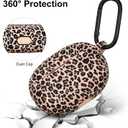 AIRSPO Case for Beats Studio Buds/Beats Studio Buds Plus Case Cover 2021/2023 Silicone Floral Printed Protective Beats Studio Buds Earbuds Headphones Case Cover Skin with Keychain (Khaki/Leopard)