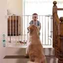 Babelio Removable & No Bottom Bar Baby Gate, 29-43", 36" H Hardware Mounted (Drill Needed)| Wide Walk-Thru| Auto-Close Safety Dog/Pet Gate for Stairs & Doorways (White)