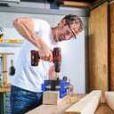 Self Centering Doweling Jig Kit, Drill Jig For Straight Holes Biscuit Joiner Set With 6 Drill Guide Bushings, Adjustable Width Drilling Guide Power Tool Accessory Jigs (Blue)