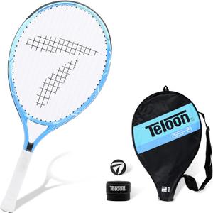 Teloon Kids Tennis Racket, 19"-25" Inch Youth Tennis Racquet with Cover, Junior Tennis Racquet for Kids Children Boys Girls Age 3-12. (Blue, 21)