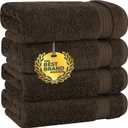 Cotton Paradise Hand Towels for Bathroom, 100% Cotton Turkish 4 Piece Hand Towel Set, Soft Absorbent Face Towels, Brown Hand Towels