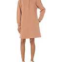 Amazon Essentials Women's Long Sleeve Knit Henley Sweatshirt Dress , Light Brown, Large