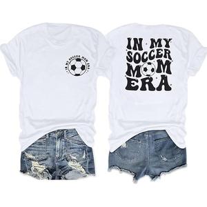 Soccer Mom Shirt Women Soccer Mom Leopard Bleached T Shirt Soccer Mom Graphic Shirt Funny Ball Mom Life Tee Top (Small, White)