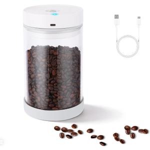 Syaws Automatic Vacuum Container,Electric Airtight Coffee Canister for 13oz Coffee Beans,1.1L Food Storage Container with Auto-Vacuum Function,Glass Jars for Flour Cereal Sugar Tea Coffee Beans Snacks