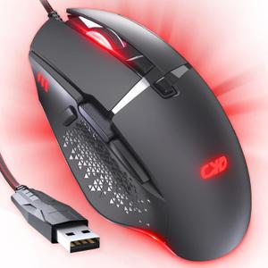 C309 Gaming Mouse Wired, Ergonomic Gamer Mouse PC Gaming Mice USB Optical Computer Mouse with RGB Backlit, 6 Adjustable DPI Up to 7200, 8 Programmable Buttons for Windows XP, 10, 8, 7, Mac OS, Linux