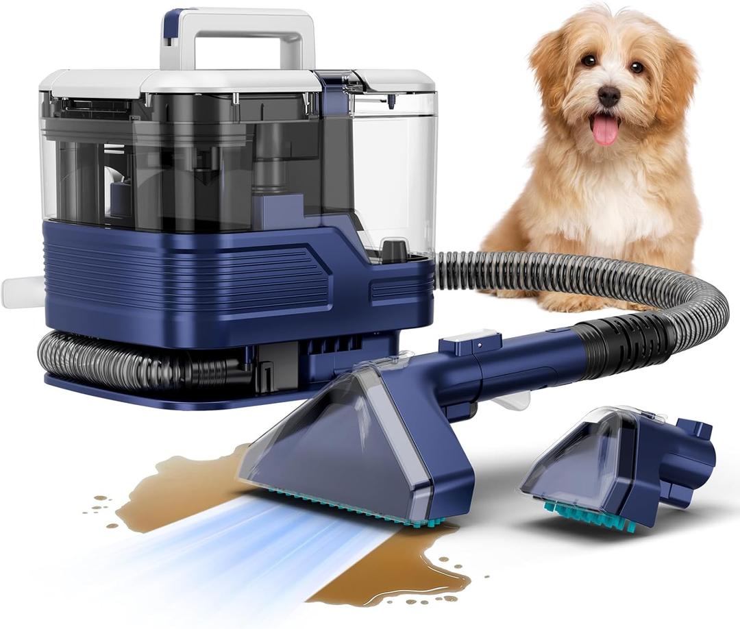 New Multi-Portable Carpet and Upholstery Cleaner, 21Kpa Carpet Cleaner Machine, Deep Stain Cleaning for Carpet, Car Seats, Pets, Couches, with Dual Brush & Large Removable Tank(Blue)