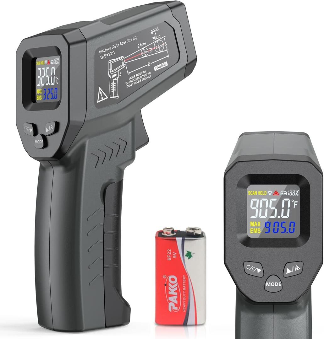 Infrared Thermometer Gun for Cooking, -58~1022(-50C to 550C) Non Contact Digital Laser Temperature Gun for Pizza Oven Kitchen Cooking Daily Use with Adjustable Emissivity