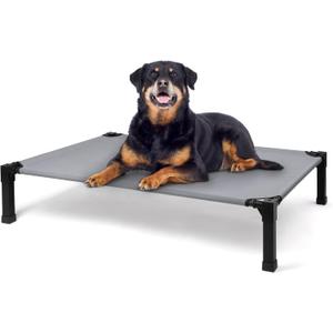 Cooling Elevated Dog Bed, Raised Dog Cot with Washable Breathable Mesh and Metal Frame, Portable for Outdoor and Indoor Use (51"L x 36"W x 9.3"H, Grey)