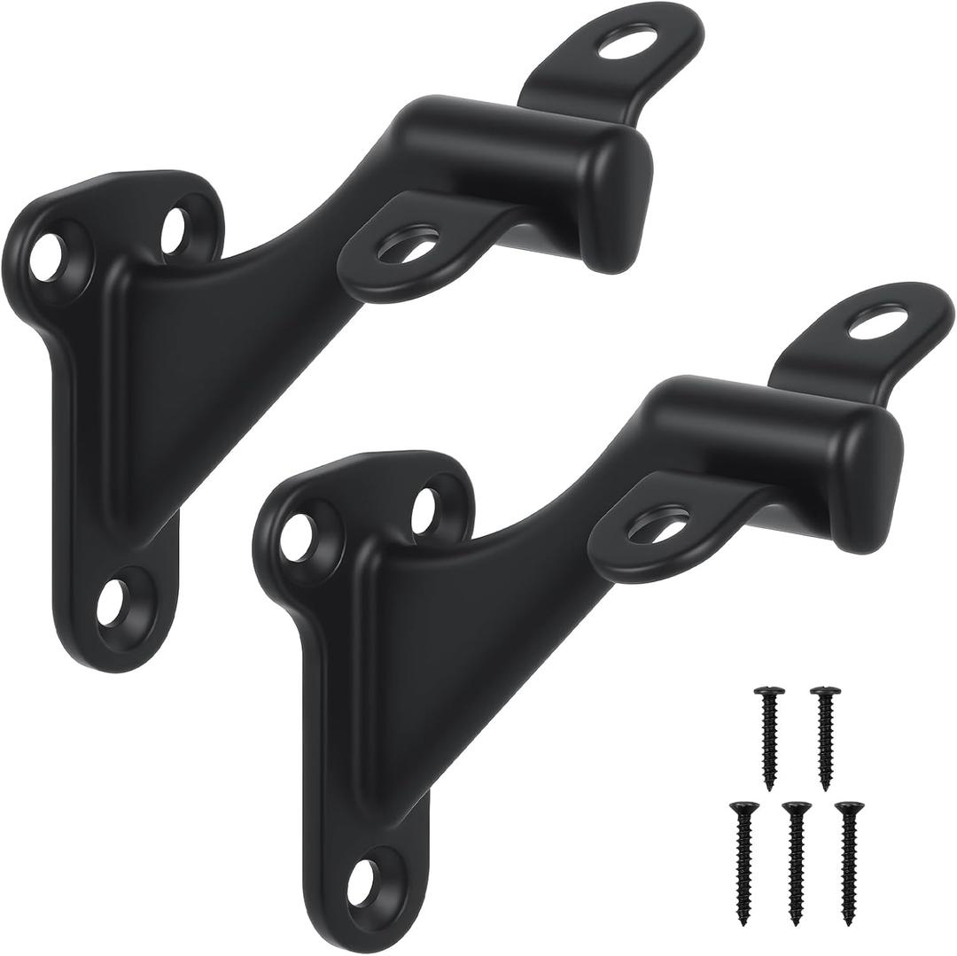 HOME MASTER HARDWARE Handrail Stair Brackets 3" Heavy Duty Staircase Hand Rail Bracket Support Hardware for Home or Office Stairways,Black with Screws 2-Pack