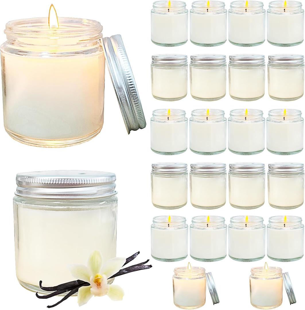 24 Pcs 4 Oz Mini Soy Candles,Vanilla Scented,Aromatherapy Candle,Bulk Candle SetGreat Stress Relieving Scented Candles for Girls as a Gift for Birthdays, Weddings and More!