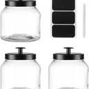 Hyperspace Glass Cookie Jar Food Container with Airtight Black Metal Lid, Medium, 3PCS