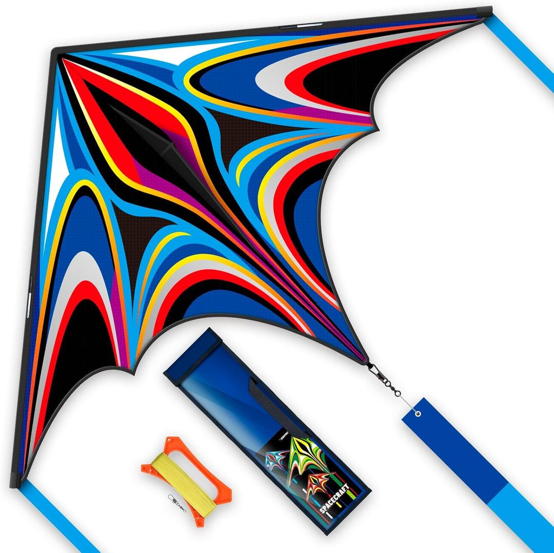 Large Delta Kite for Kids & AdultsLarge Easy Flyer with String and HandleKites for Beach Trip Park Family Outdoor Games and Activities