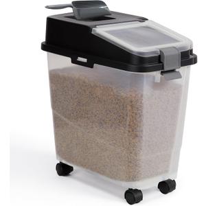 Mighty Tuff Airtight Dog Food Storage Container, Up to 36 lbs, with Portion Scoop BPA Free Airtight Pet Food Bin on Wheels