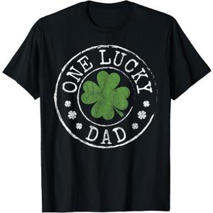 One Lucky Dad Father Funny Irish Shamrocks St Patrick's Day T-Shirt, Small