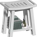 Shower Chair for Inside Shower, Shower Stool with Anti-Slip Foot Covers hold 400 lbs, HDPE Bath Seat with Bottom Storage Rack & Portable Armrest, Bench Chair for Adults, Elderly & Disabled, Light Gray