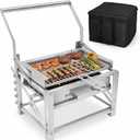 Portable Charcoal Grill, 180° Rotatable Small Charcoal Grill | Stainless Steel, Carry Bag, 5-Level Heat Control, Easy-Clean, Perfect for Tailgating, RV Trips, Picnics, Backyard Cookouts