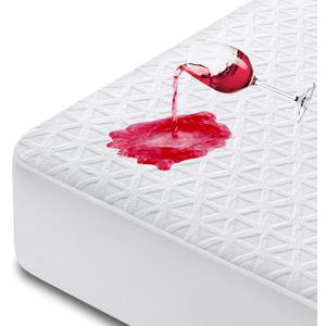 Premium Waterproof Mattress Protector Queen Size, Breathable Bed Cover 3D Air Fabric Cooling Mattress Pad Cover Smooth Soft Noiseless Washable, 8''-21'' Deep Pocket (White)