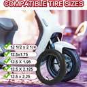 12.5 x 2.25 Inner Tube, 12 1/2 x 2 1/4 Replacement Inner Tube, Compatible with 12.5X1.75 12.5 X 1.95 12.5 X 2.125 Inner Tubes, for Bicycle and Razor Pocket Mod Bella Electric Scooters (2 Pack)