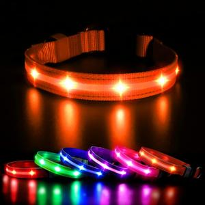 MASBRILL Led Dog Collar, Rechargeable Light Up Collar for Night Safety (M(19.69*0.98inch), Orange)