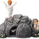 Jesus Easter Decorations Easter Resurrection Scene Set Resin Table Decor Empty Tomb Decoration Christian Figures Resurrection Statue He is Risen Decor for Home Table Office