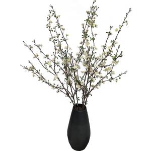 ATFL Artificial Plum Blossom Flowers, 6 Pcs Light Pink Cherry Blossom Flowers, Fake Branches for Vase, Faux Cherry Blossom Stems for Table Accessories Party Beach Theme Office Home Decor (Light Pink)