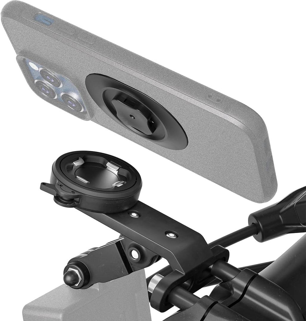 Out-Front Bike Phone Mount  4-Point Buckle Quick Release | Aluminum CNC Holder with Light/GoPro Mount | Fits 4.06.7 Smartphones | Road Cycling