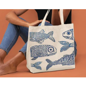 Beach Tote Bag, Summer Tote Bag for Women, Summer Reusable Grocery Bags Shopping Bags (Sardines)