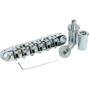 Guyker Adjustable Tune-O-Matic Roller Saddle Locking Bridge, String Space 10.4mm Bridge Replacement Part for Electric Guitars(GM008, Chrome)