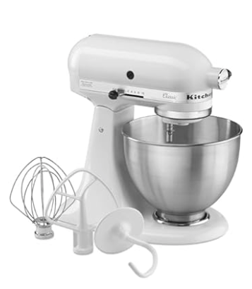KitchenAid Classic Series 4.5 Quart Tilt-Head Stand Mixer K45SS, White 