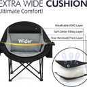 Oversized Camping Chairs for Adults - Heavy Duty Padded Outdoor Folding Lawn XL Camp Chair with Cup Holder Cooler Pockets for Outside Sports Beach Fishing Garden Portable Supports 500lbs, Black
