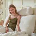 Headboard Wedge Pillow + A Long Neck Roll Pillow Body PillowLarge Headboard Pillow with Removable Cover (Beige, Queen 59x8x20 inches)